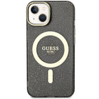 Guess MagSafe dėklas iPhone 14 – juodas, blizgus