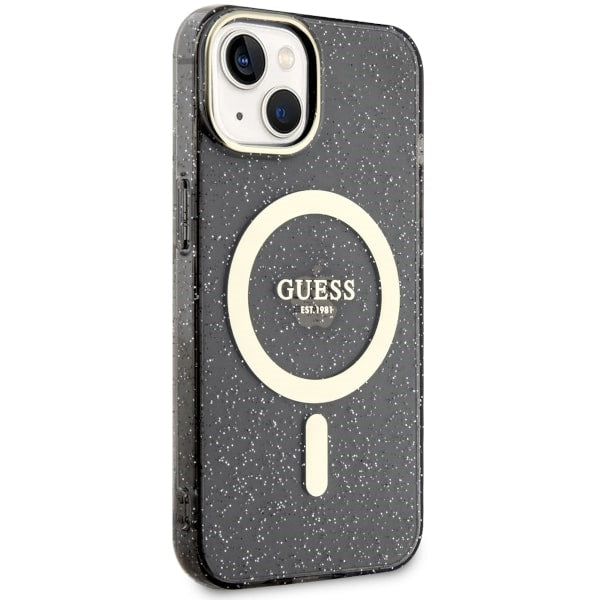Guess MagSafe dėklas iPhone 14 – juodas, blizgus