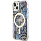 Guess MagSafe dėklas iPhone 14 – mėlynas leopardas