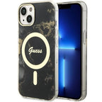 Guess MagSafe dėklas iPhone 14 – juodas marmuras
