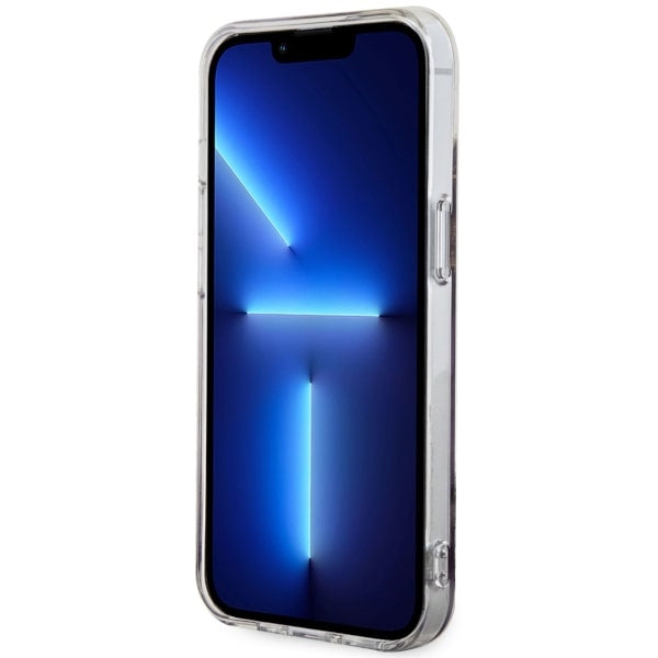 Guess MagSafe dėklas iPhone 14 – violetinis marmuras