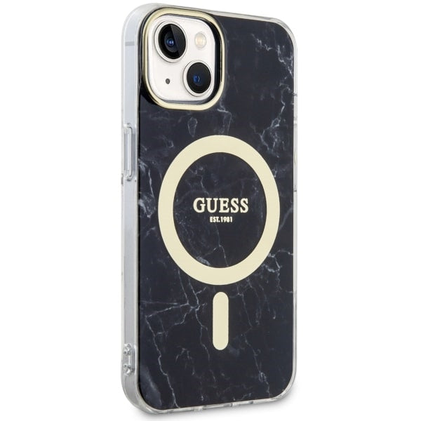 Guess Marble MagSafe dėklas iPhone 14 – juodas