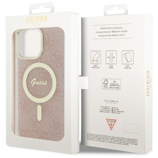 Guess 4G MagSafe dėklas iPhone 14 Pro Max – rožinis -- iPhone 14 Pro Max