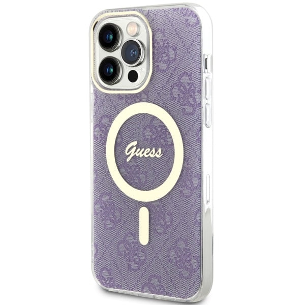 Guess 4G MagSafe dėklas iPhone 14 Pro Max – violetinis