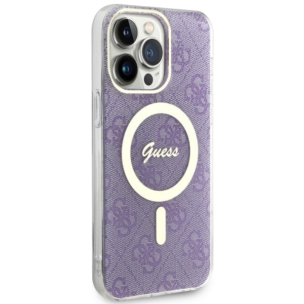 Guess 4G MagSafe dėklas iPhone 14 Pro Max – violetinis