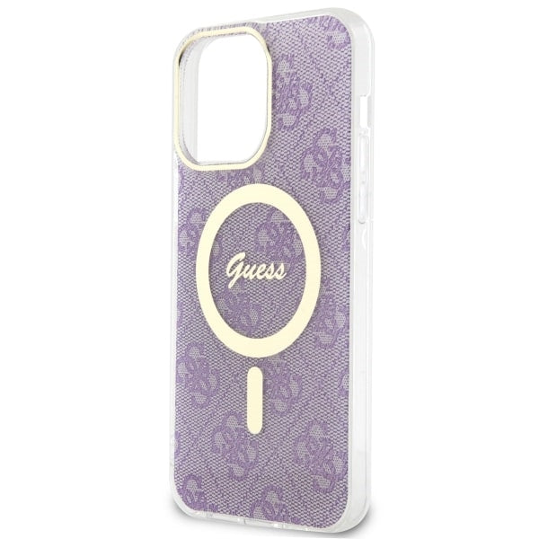 Guess 4G MagSafe dėklas iPhone 14 Pro Max – violetinis