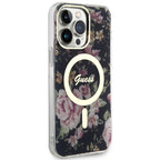 Guess MagSafe dėklas iPhone 14 Pro Max – juodas, gėlės