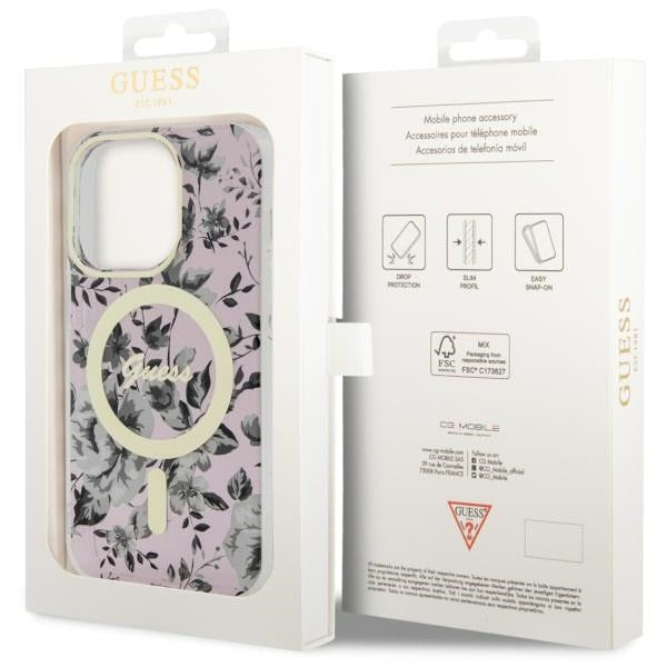 Guess MagSafe dėklas iPhone 14 Pro Max – rožinis