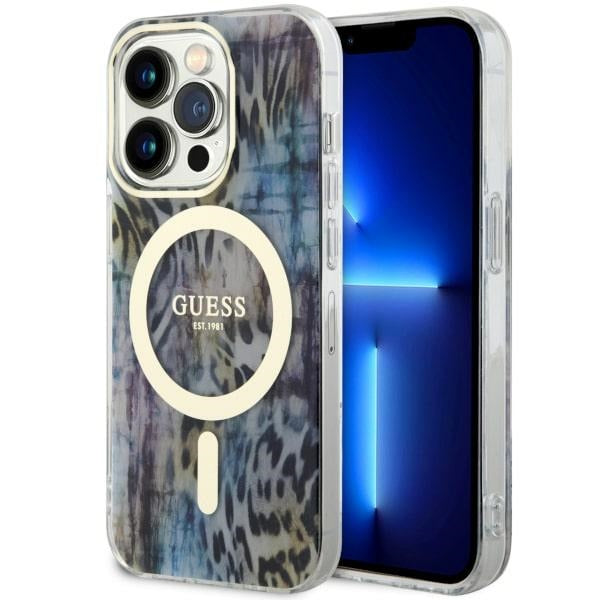 Guess Leopard MagSafe dėklas iPhone 14 Pro Max – mėlynas -- iPhone 14 Pro Max