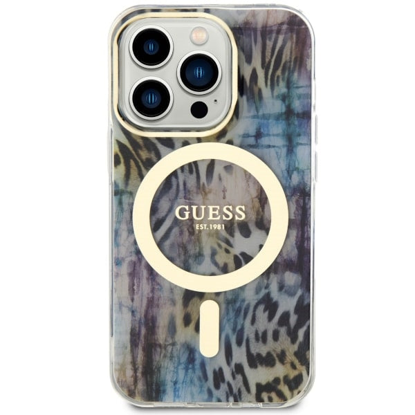Guess Leopard MagSafe dėklas iPhone 14 Pro Max – mėlynas -- iPhone 14 Pro Max