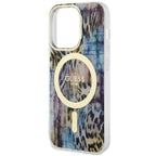 Guess Leopard MagSafe dėklas iPhone 14 Pro Max – mėlynas -- iPhone 14 Pro Max