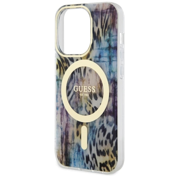 Guess Leopard MagSafe dėklas iPhone 14 Pro Max – mėlynas -- iPhone 14 Pro Max