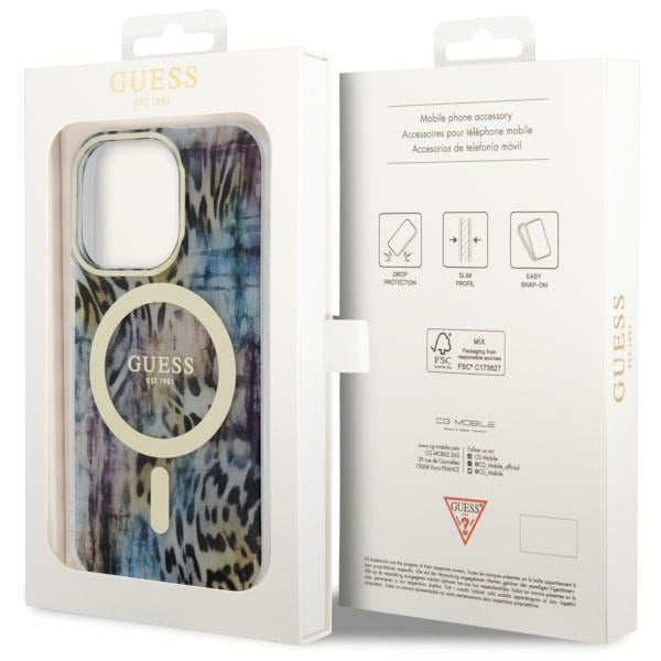 Guess Leopard MagSafe dėklas iPhone 14 Pro Max – mėlynas -- iPhone 14 Pro Max