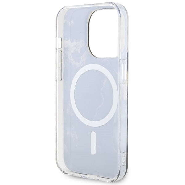 Guess Golden Marble MagSafe dėklas iPhone 14 Pro Max – juodas