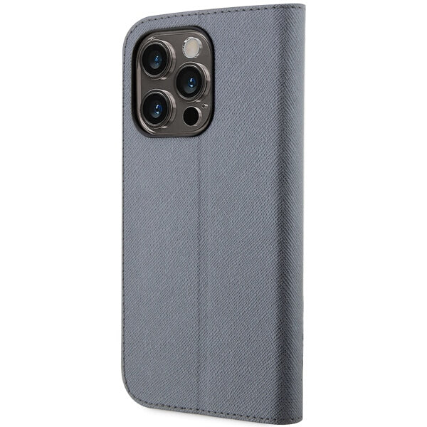 Karl Lagerfeld dėklas-knygutė iPhone 14 Pro – sidabrinis