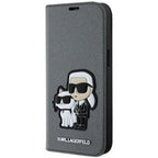 Karl Lagerfeld Saffiano dėklas iPhone 14 – sidabrinis