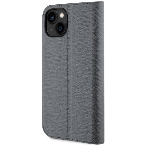 Karl Lagerfeld Saffiano dėklas iPhone 14 – sidabrinis