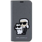 Karl Lagerfeld Saffiano dėklas iPhone 14 – sidabrinis