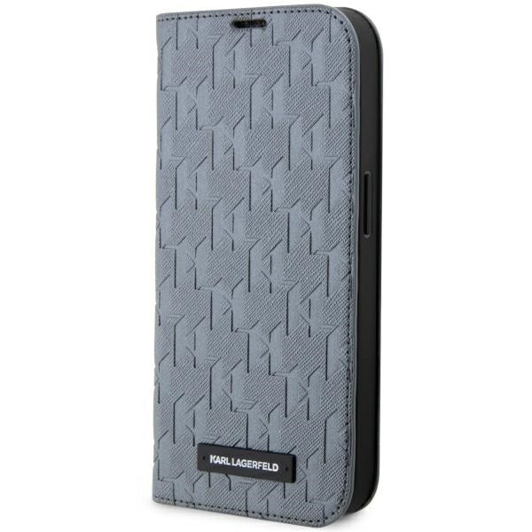 Karl Lagerfeld atverčiamas dėklas iPhone 14 Pro Max – sidabrinis
