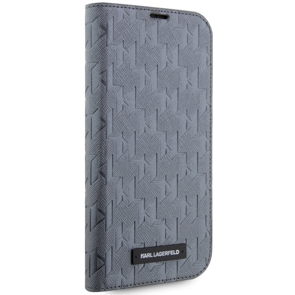 Karl Lagerfeld atverčiamas dėklas iPhone 14 Pro Max – sidabrinis