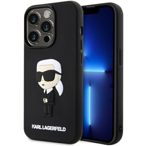 Karl Lagerfeld 3D Rubber Icon dėklas iPhone 14 Pro – juodas -- iPhone 14 Pro
