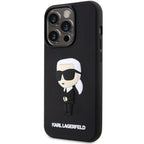 Karl Lagerfeld 3D Rubber Icon dėklas iPhone 14 Pro – juodas -- iPhone 14 Pro