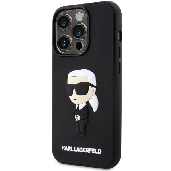 Karl Lagerfeld 3D Rubber Icon dėklas iPhone 14 Pro – juodas -- iPhone 14 Pro