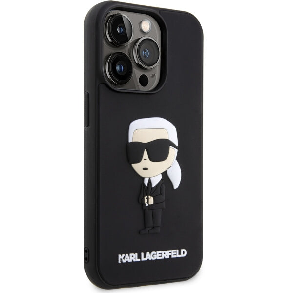 Karl Lagerfeld 3D Rubber Icon dėklas iPhone 14 Pro – juodas -- iPhone 14 Pro