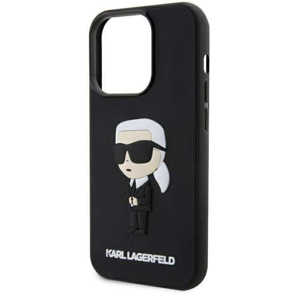 Karl Lagerfeld 3D Rubber Icon dėklas iPhone 14 Pro – juodas -- iPhone 14 Pro