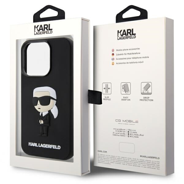 Karl Lagerfeld 3D Rubber Icon dėklas iPhone 14 Pro – juodas -- iPhone 14 Pro