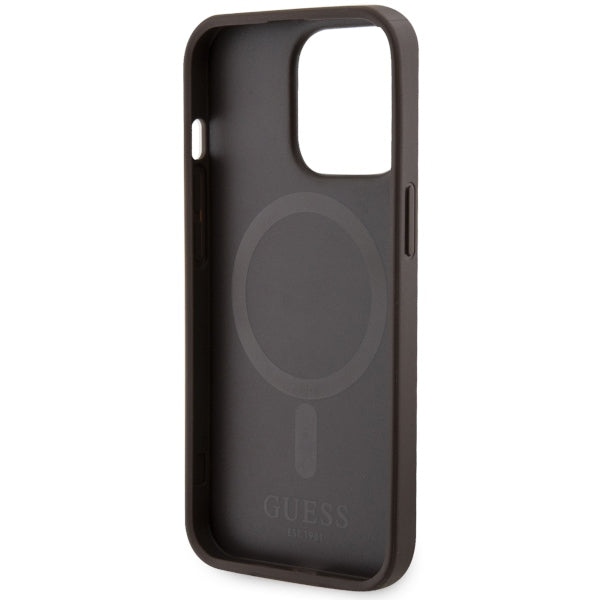 Guess MagSafe dėklas iPhone 13 Pro Max – rudas