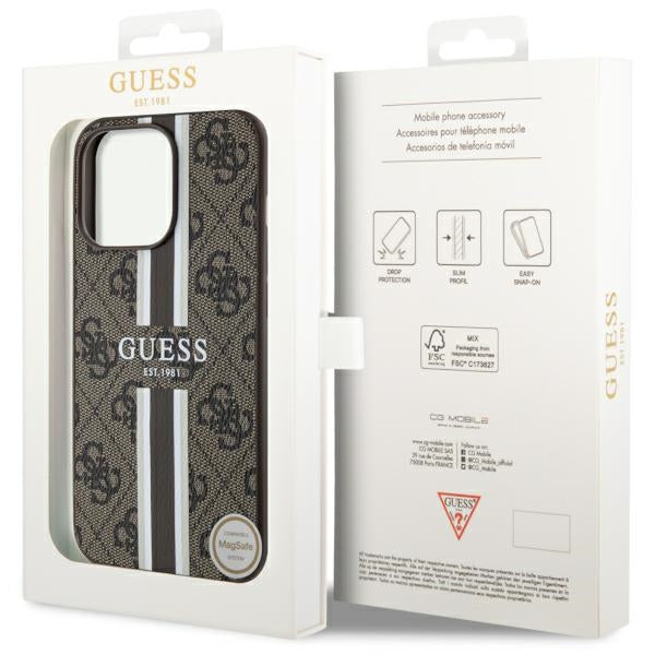 Guess MagSafe dėklas iPhone 13 Pro Max – rudas