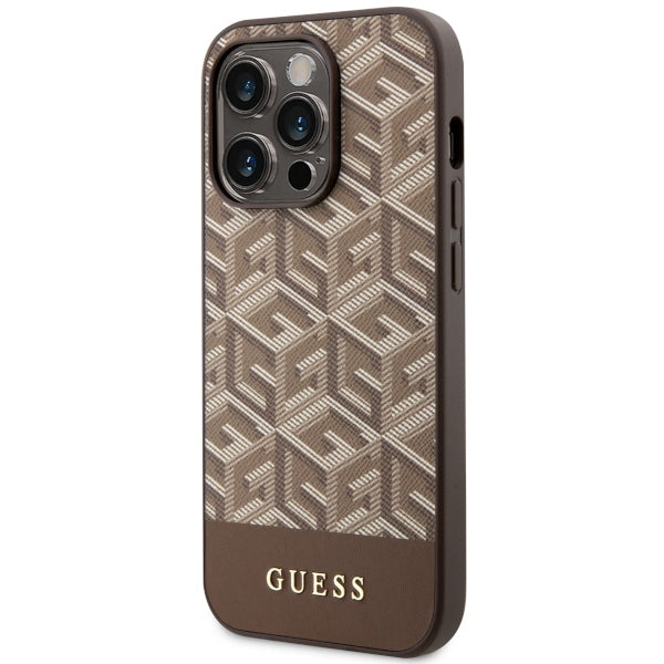 Guess MagSafe dėklas iPhone 14 Pro – rudas