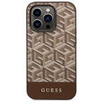 Guess MagSafe dėklas iPhone 14 Pro – rudas