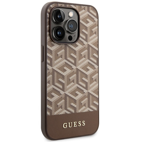 Guess MagSafe dėklas iPhone 14 Pro – rudas