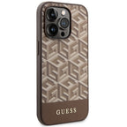 Guess MagSafe dėklas iPhone 14 Pro – rudas