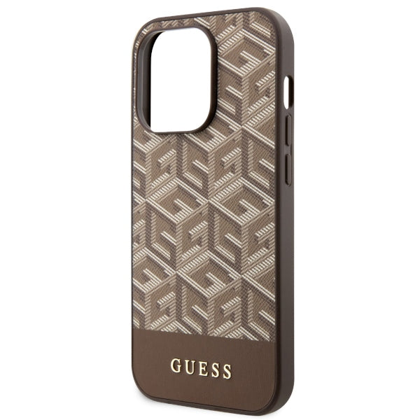 Guess MagSafe dėklas iPhone 14 Pro – rudas