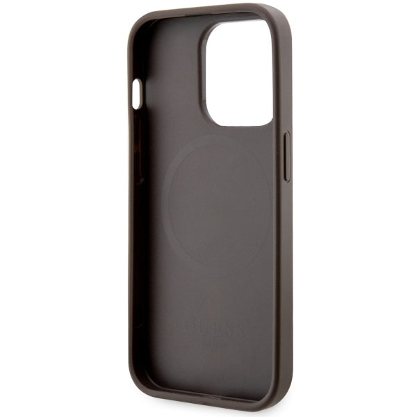 Guess MagSafe dėklas iPhone 14 Pro – rudas