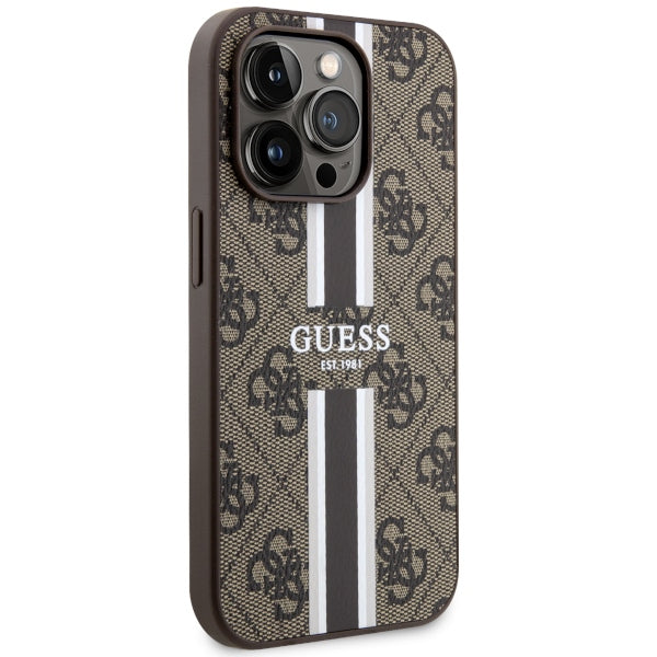 Guess MagSafe dėklas iPhone 14 Pro – rudas