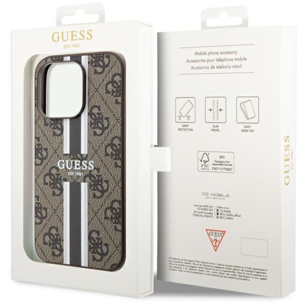 Guess MagSafe dėklas iPhone 14 Pro – rudas