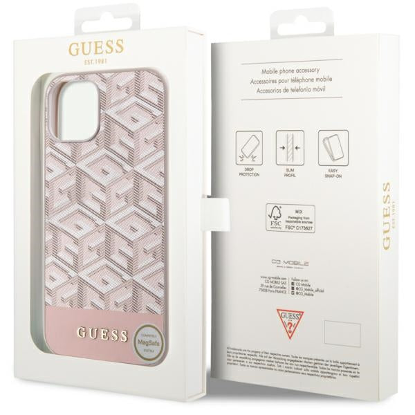 Guess MagSafe dėklas iPhone 14 Plus – rožinis