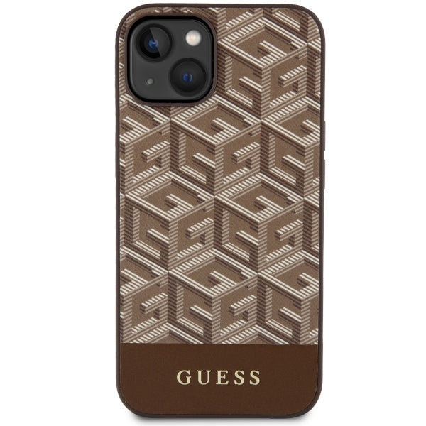 Guess MagSafe dėklas iPhone 14 Plus – rudas