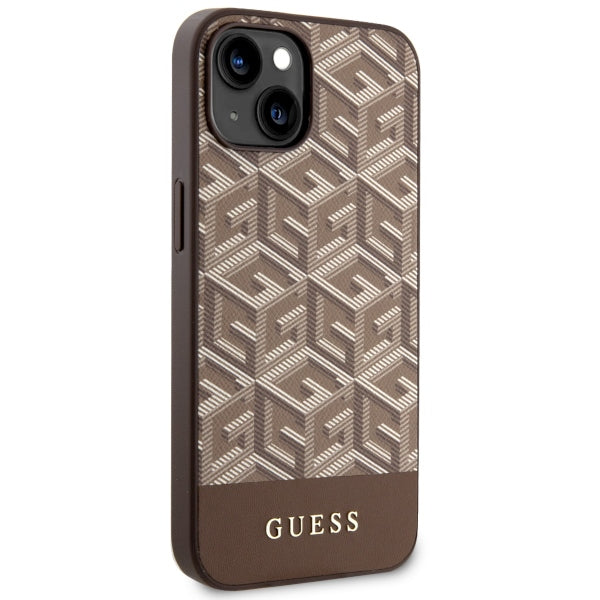 Guess MagSafe dėklas iPhone 14 Plus – rudas