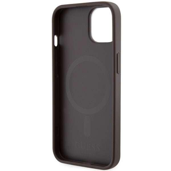Guess MagSafe dėklas iPhone 14 Plus – rudas