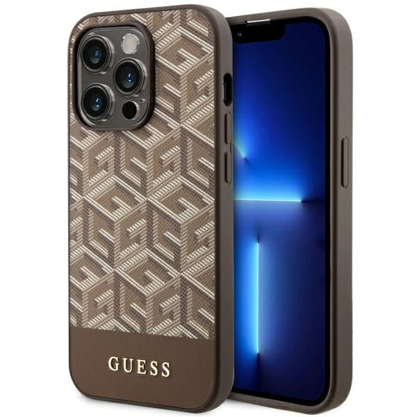 Guess MagSafe dėklas iPhone 14 Pro Max – rudas