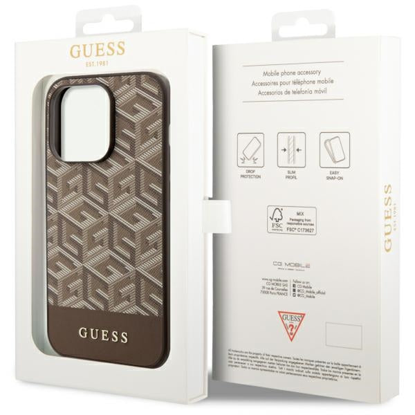 Guess MagSafe dėklas iPhone 14 Pro Max – rudas