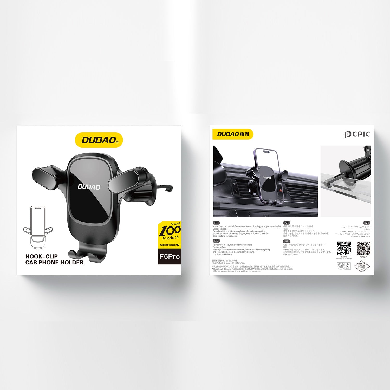 Dudao F5Pro automobilinis telefono laikiklis oro angoms juodas