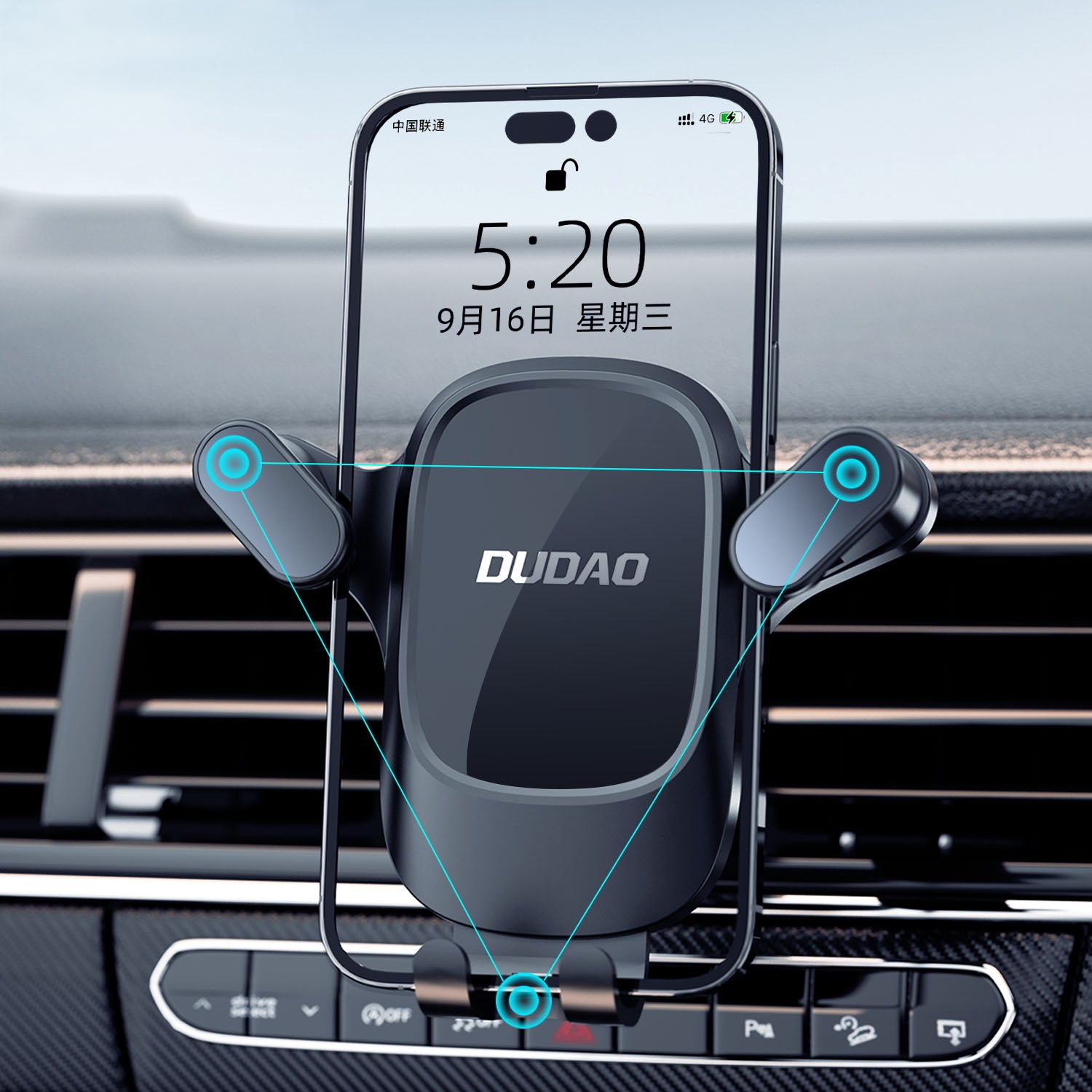 Dudao F5Pro automobilinis telefono laikiklis oro angoms juodas