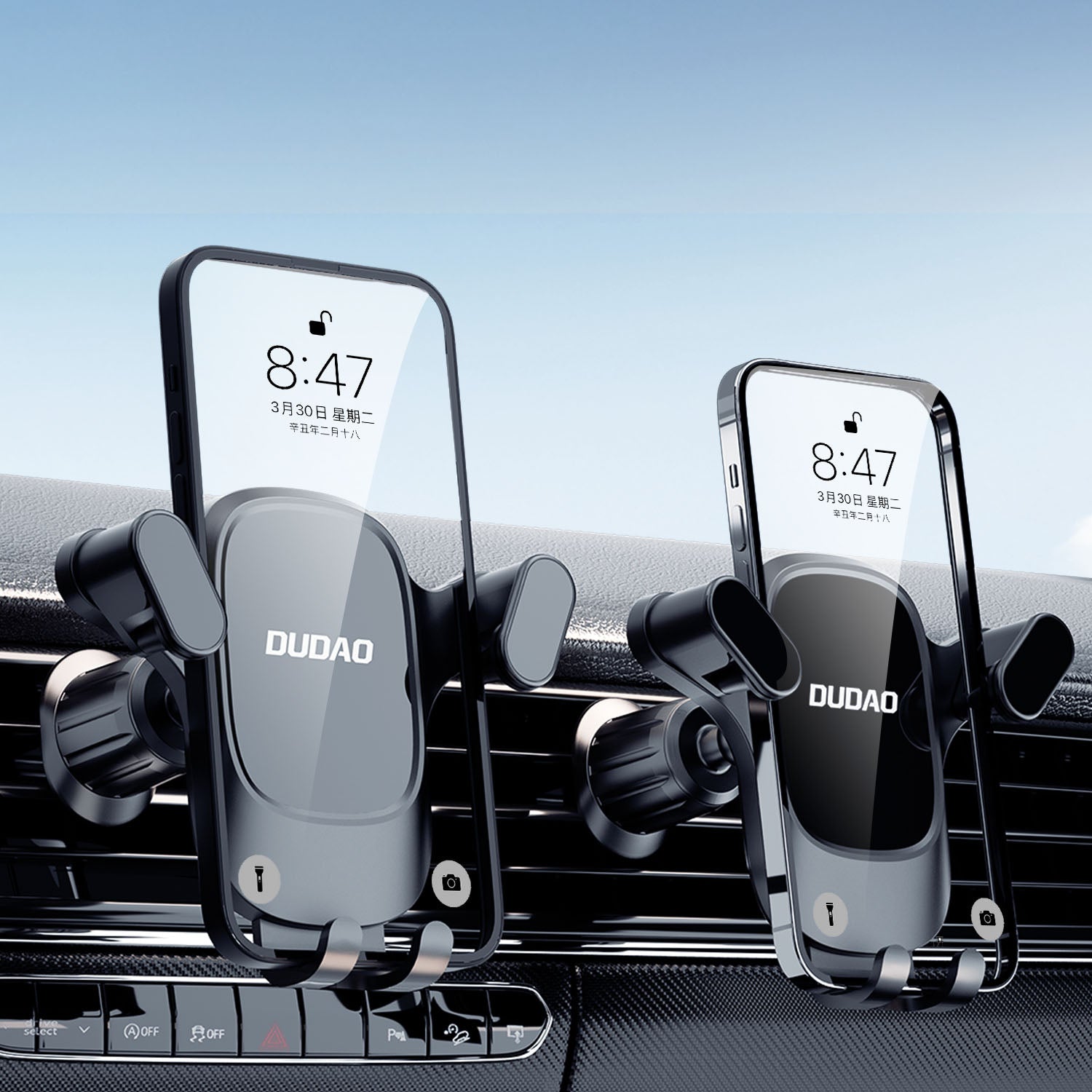 Dudao F5Pro automobilinis telefono laikiklis oro angoms juodas