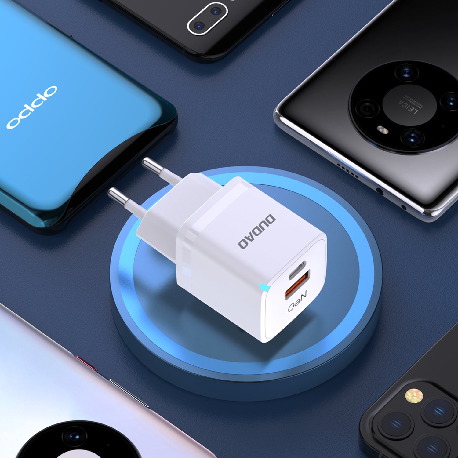 Dudao A13Pro GaN 33W PPS sieninis įkroviklis USB-C/USB, baltas